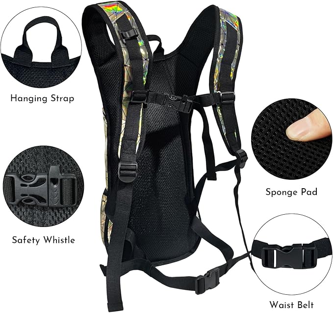 Reflective Hydration Backpack, Hydration Pack - Water Backpack with 2L/3L Hydration Bladder, Essential for Festivals - Rave Hydration Pack for Hiking, Running, Cycling, and Festivals-StrideForce Fitness