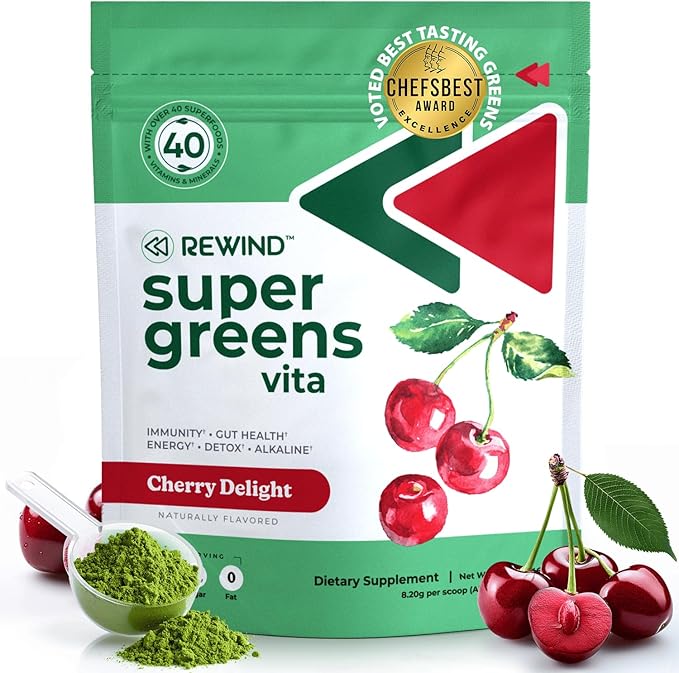 Best Tasting Super Greens Powder with 40+ Superfoods – Delicious Daily Green Powder with Vitamin B12, Zinc, Vitamin C, Magnesium & Calcium – Green Juice Superfood Mix - Cherry Flavor-StrideForce Fitness