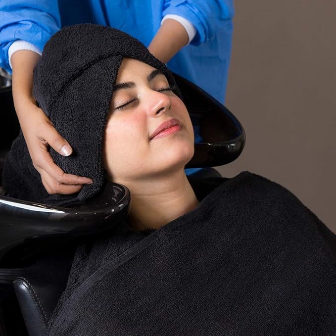 Avalon Salon Towel - Black Hand Towels Bulk Pack of 24-100% Cotton Absorbent Spa, Facial & Gym Towels for Working Out - 16x27 Inches (Not Bleach Proof)-StrideForce Fitness