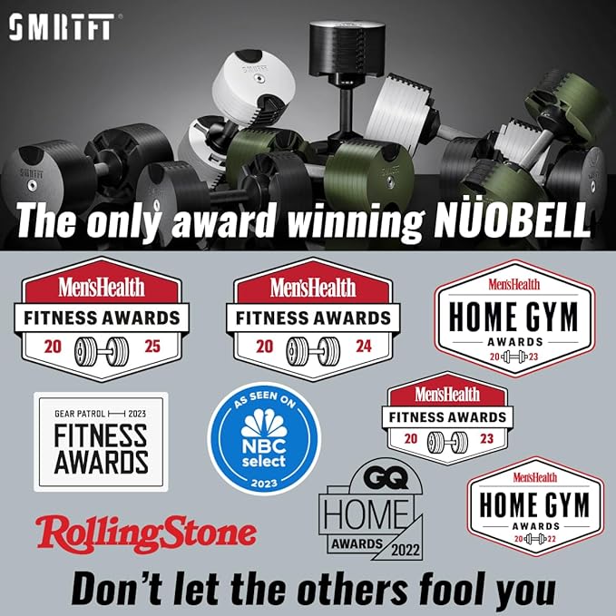 SMRTFT NUOBELL Adjustable Dumbbells | The Original All-in-One NUOBELL Adjustable Dumbbell Set | Feel Real Like Traditional Dumbbells | Highly Durable | Best 2 Year Warranty-StrideForce Fitness