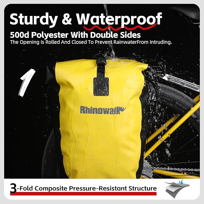 Rhinowalk Bike Bag Waterproof Bike Pannier Bag for Bicycle Cargo Rack Saddle Bag Shoulder Bag Laptop Pannier Rack Bicycle Bag Professional Cycling Accessories-StrideForce Fitness