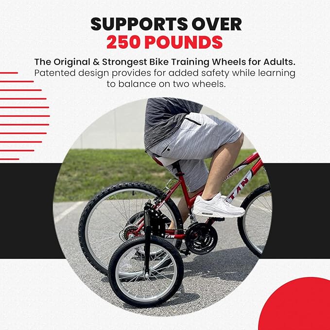 Bike USA Heavy-Duty Adult Training Wheels – Patented Stabilizer Kit for 24"–27" Bicycles, Supports 250+ lbs, Original Full-Size Bike Training Aid, Not for Electric or E-Bikes-StrideForce Fitness