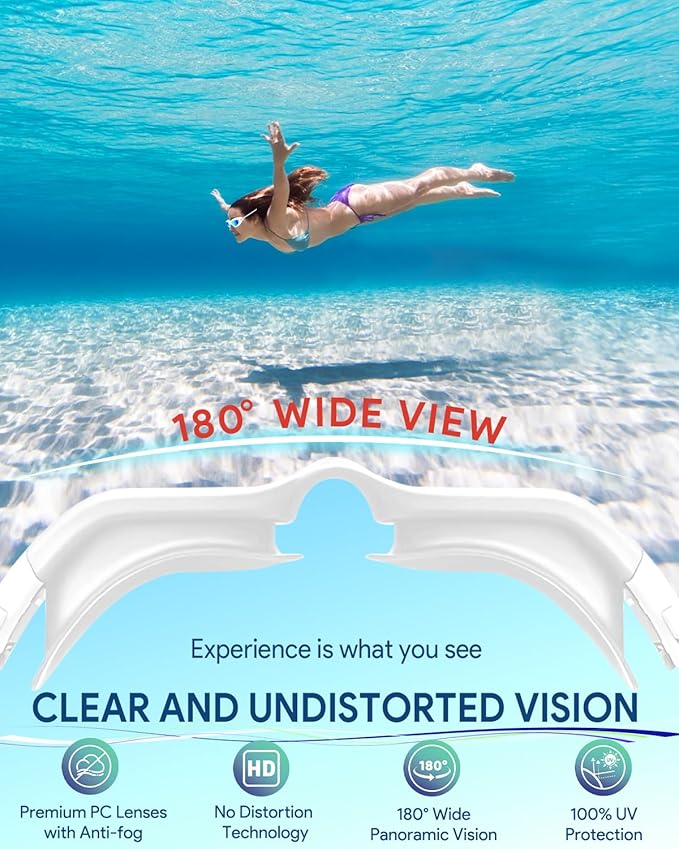 Swim Goggles, Polarized Adult Swimming Goggles Bungee Strap No Hair Pulling Anti-fog Pool Goggles for Men Women-StrideForce Fitness