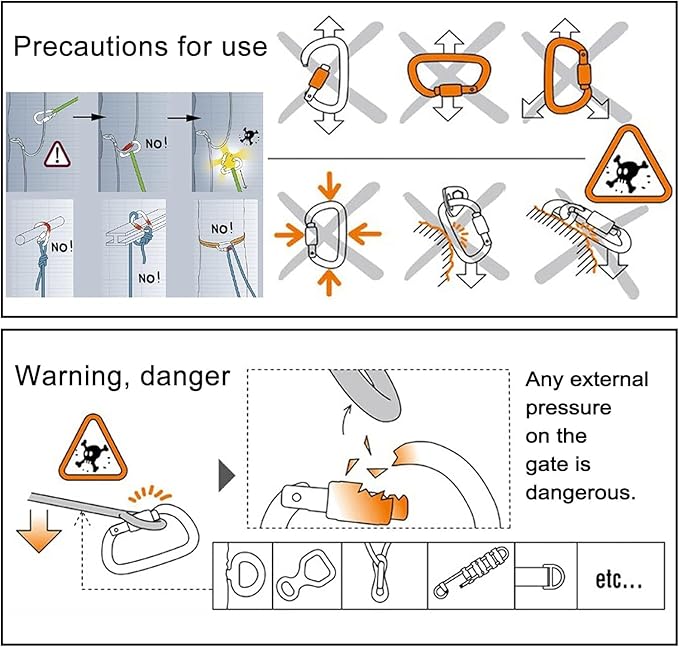 Climbing Carabiner Clips 25kN Auto Locking Carabiner, Professional Heavy Duty Large Locking Carabiner Clips for Rock/Ice Climbing Rappelling Rescue Swing etc, D Shaped, Large Size-StrideForce Fitness