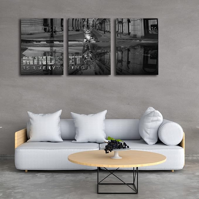 3 Panels Motivational Canvas Wall Art Inspirational Wall Art Entrepreneur Quotes Poster Print Artwork Painting Picture for Framed Home Decoration Living Room office bedroom 36''W x 16''H-StrideForce Fitness