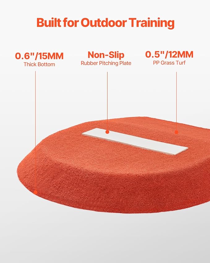 VEVOR Pitching Mound, Baseball Game Mound, Indoor/Outdoor Pitching Practice and Training Equipment, Softball Pitching Aids with Antifade Turf and Pitching Rubber-StrideForce Fitness