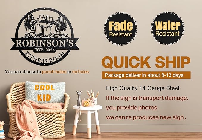 Personalized Home Gym Signs - Custom Metal Art for Workout Room – Enrich your Home Gym Decor with Unique Personalized Gym Sign & Weight Lifting - Custom Name Plaque-StrideForce Fitness