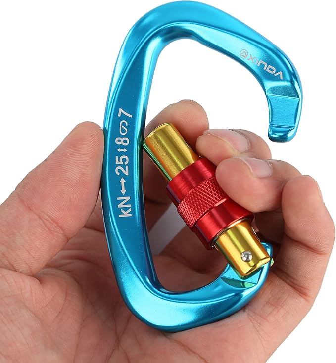 Screwgate Locking Carabiner Clip - Professional Rock Climbing Carabiner Screw Lock,Heavy Duty Carabiners for Climbing,Mountaineer,Hammock,Camping,Outdoor Equipment-StrideForce Fitness