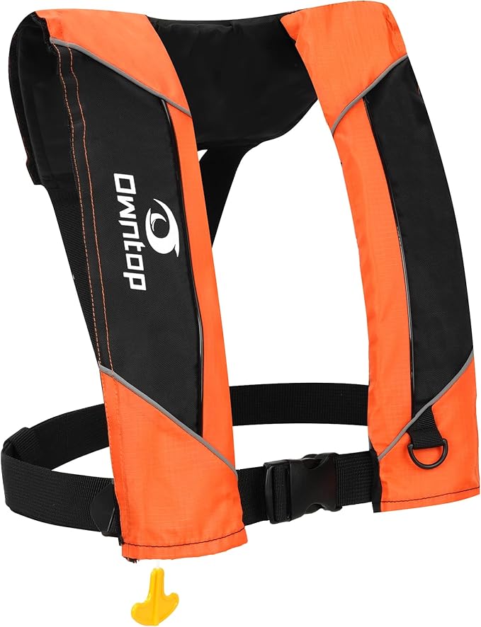 Owntop Manual Inflatable Swim Jacket, Neoprene Padded Neckline, 33g C02 Cylinder Included, Multiple Reflective Strips, Compact Design for Kayak, Fishing, Paddle Sports-StrideForce Fitness