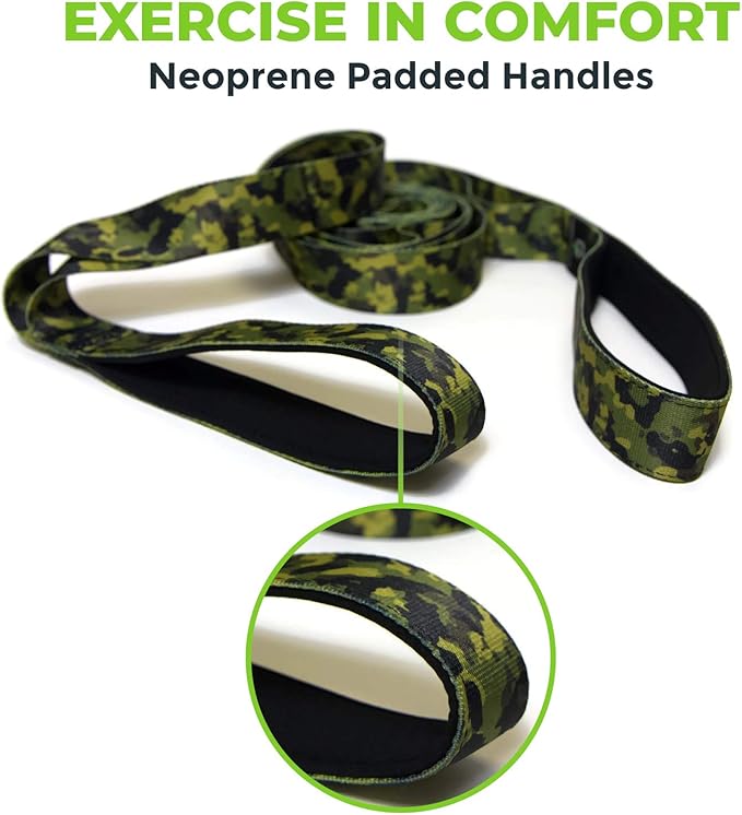 Gradient Fitness Stretching Strap for Physical Therapy, 12 Multi-Loop Stretch Strap 1.5" W x 8' L, Neoprene Handles, Physical Therapy Equipment, Yoga Straps for Stretching, Leg Stretcher.-StrideForce Fitness
