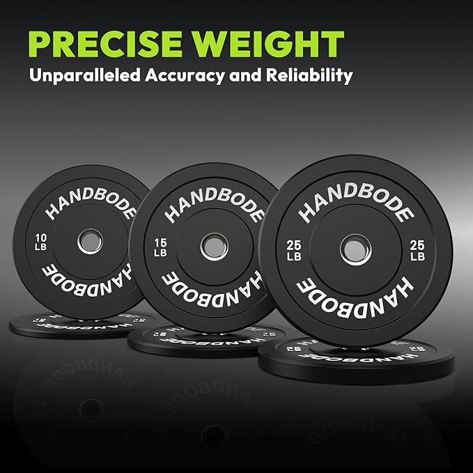 Colored Bumper Weight Plates Olympic Weight Plate Set 2-Inch, 10/15/20/25/35/45/55 lb Barbell Weight Plates Set for Home Gym, Rubber Strength Training Weights Plates for Weight Lifting-StrideForce Fitness