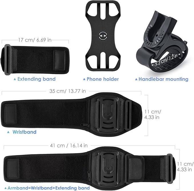 Cikyner Running Armband, 3 in 1 Running Phone Holder Sports Armband Bicycle Phone Holder 360° Rotatable & Detachable Running Phone Armband for 4.5-7'' iPhone Huawei for Gym Running Hiking-StrideForce Fitness