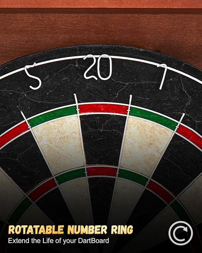 Sisal Dart Board Cabinet Sets, Decorative Dart Boards for Adults [6*Steel Darts] - Wooden Dartboard Cabinet with Integrated Scoreboard for Family Game Rooms-StrideForce Fitness