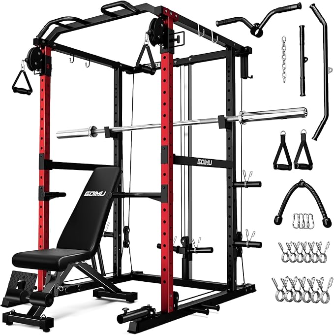 R1-V4 Power Cage Rack, 2000LB Squat Rack with Cable Crossover System, Multi-Function Weight Cage, Home Gym Workout Machine with More Training Attachments-StrideForce Fitness
