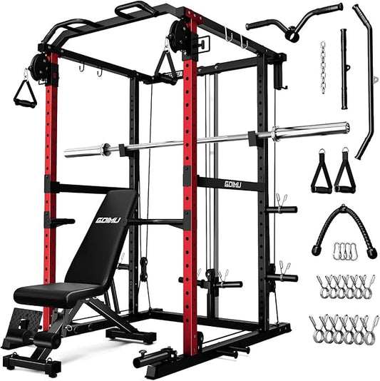 R1-V4 Power Cage Rack, 2000LB Squat Rack with Cable Crossover System, Multi-Function Weight Cage, Home Gym Workout Machine with More Training Attachments-StrideForce Fitness