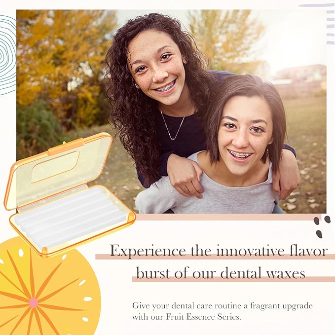 Geiserailie 5 Pack Braces Wax for Teeth New Flavored Dental Orthodontic Wax with Applicator Scraper for Braces Wearer, Oral Appliances, Aligners Patients,5 Fruit Flavors