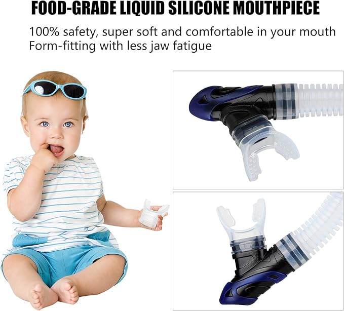 Aegend Dry Snorkel, Dive Mask Easy-Breath Free Diving Snorkel for Snorkeling Scuba Diving Freediving Swimming, with Top Dry Valve and Food-Grade Silicone Mouthpiece-StrideForce Fitness