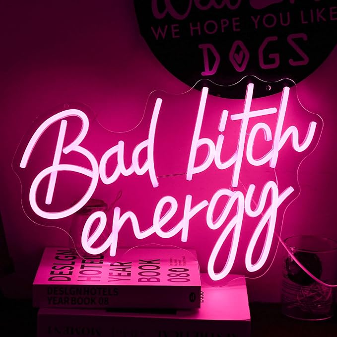 Bad Bitch Energy Neon Sign Pink Neon Light Letter LED Neon Signs for Wall Decor Lady Led Neon Lights for Bedroom Bar Dormitory Store Decortion-StrideForce Fitness