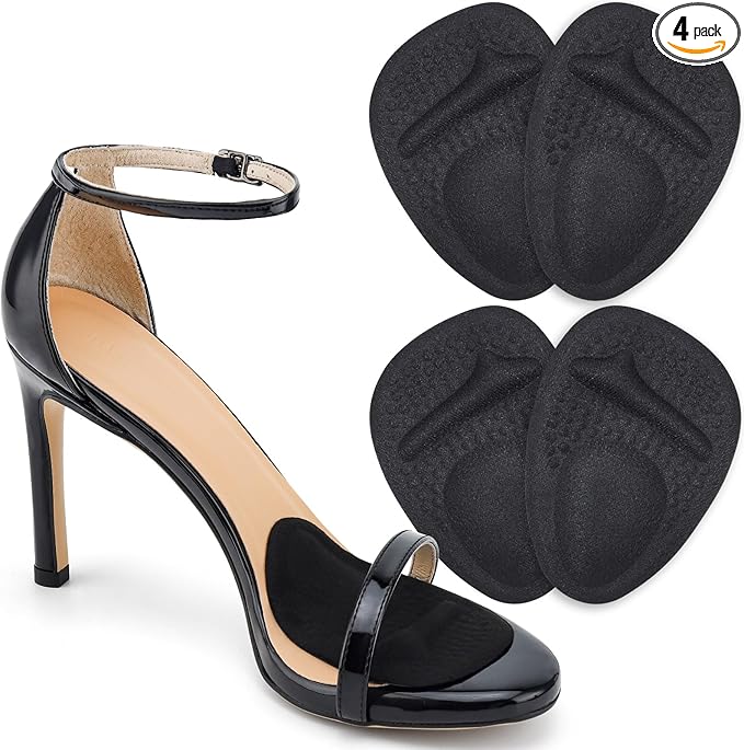 Ball of Foot Cushions, Metatarsal Pads Women, High Heels Non-Slip Comfort Pads, Shoe Support for Metatarsalgia Mortons Neuroma Pain Relief (2 Pairs,Black)-StrideForce Fitness