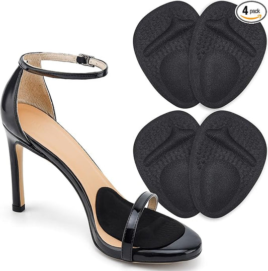 Ball of Foot Cushions, Metatarsal Pads Women, High Heels Non-Slip Comfort Pads, Shoe Support for Metatarsalgia Mortons Neuroma Pain Relief (2 Pairs,Black)-StrideForce Fitness