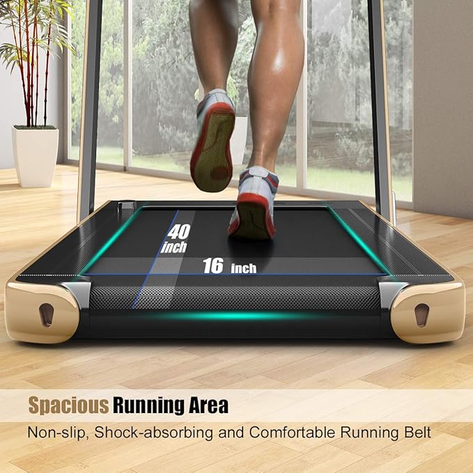 GYMAX Walking Pad, 2.25HP Dual Display Foldable Treadmill for Home with Remote/Smart App Control, Portable Compact Treadmill for Office Under Desk, Folding Running Machine for Small Spaces-StrideForce Fitness