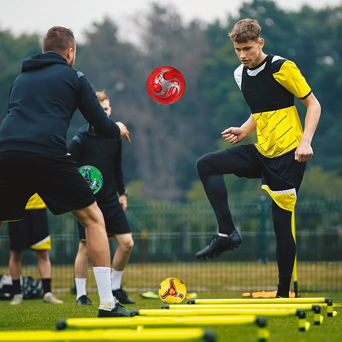 12 Pcs Soccer Balls for Teen Adult Bulk Deflated Soccer Ball with Pump Size 5 Indoor Outdoor Training Practice for School Sports Game Birthday Gifts Party Back to School-StrideForce Fitness