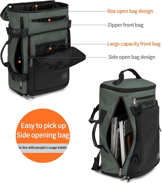 Kalesi Gym Duffle Bag Backpack 4-Way Waterproof with Shoes Compartment for travel Sport Hiking laptop Business-grey-StrideForce Fitness