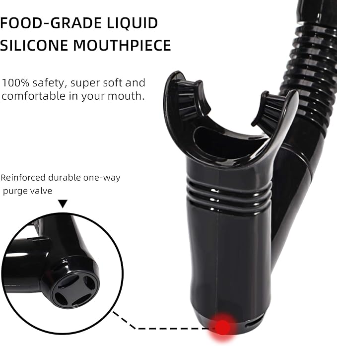 Seago Swim Snorkel for Lap Swimming, Dry Top Front Swimmer Snorkel for Adult Youth, Snorkel Gear Swimming Training Equipment in Pool and Open Water with Comfy Head Pads Food-Grade Silicone Mouthpiece-StrideForce Fitness