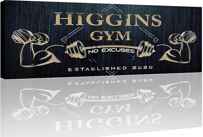 Tailored Canvases Personalized Gym Sign Wall Art Decor - Motivational Canvas for Home Gym, Workout Room, Garage, Fitness Center - Workout Inspirational Posters - Gym Name on Charcoal Background, 36x12in-StrideForce Fitness