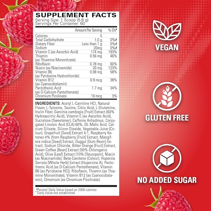 EHP Labs OxyShred Pre Workout Powder - Preworkout Powder with L Glutamine & Acetyl L Carnitine, Energy Boost Drink - Raspberry Refresh, 60 Servings-StrideForce Fitness