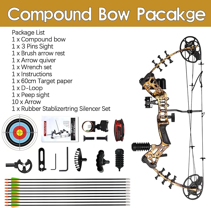 Youth Compound Bow Set 15-45 Lbs for Teens and Beginner, Package with Archery Hunting Equipment, Max Speed 260fps, Adjustable, Right Hand-StrideForce Fitness