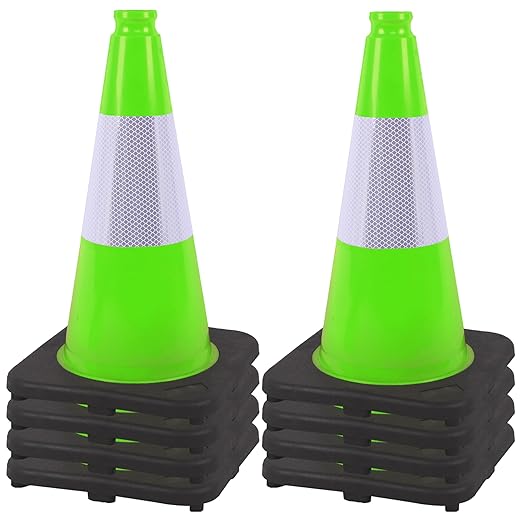 OrangeStar 18" Heavy Duty Traffic Cones 8-Pack Green Safety Cones with Reflective Strip for Construction, Parking Lots, Roadwork, Weatherproof, Stable Base for Traffic Control, Events, Emergency-StrideForce Fitness