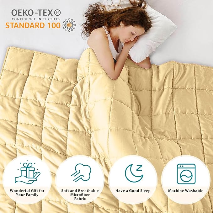 L'AGRATY Weighted Blanket - 48"x72" 20lbs Cooling Breathable Heavy Blanket Microfiber Material with Glass Beads Big Blanket for Adult All-Season Summer Fall Winter Soft Thick Comfort Blanket-StrideForce Fitness