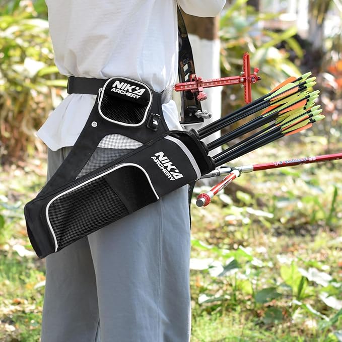 Archery Arrow Quiver Holder, 3-Tubes Hip Quiver Arrow Bag with Adjustable Belt for Youth & Adults Arrows Hunting Target Practicing-StrideForce Fitness
