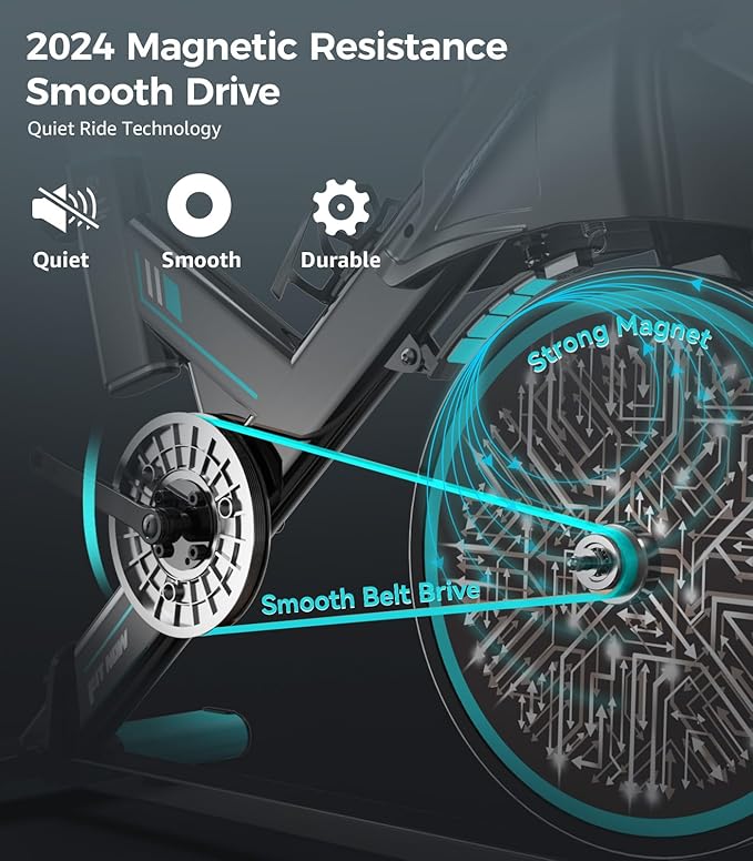 pooboo Exercise Bike, Adjustable Magnetic/Brake Pad Resistance Silent Belt Drive, Indoor Cycling Bike for Home Cardio, Fitness Stationary Bike with 350lbs/300lbs Weight Capacity &Upgraded Version Seat-StrideForce Fitness