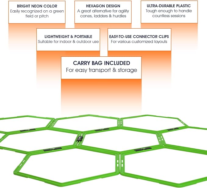 Yes4All Hex Agility Rings/Speed Rings with Carrying Bag – Hexagon Rings, Agility Hurdles for Agility Footwork Training-StrideForce Fitness