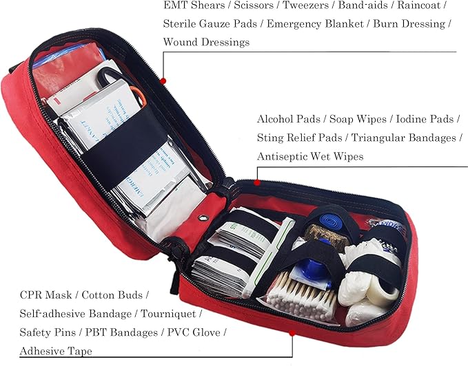 EMT Pouch MOLLE Ifak Pouch Tactical MOLLE Medical First Aid Kit Utility Pouch Carlebben (with Medical Supplies Red)-StrideForce Fitness