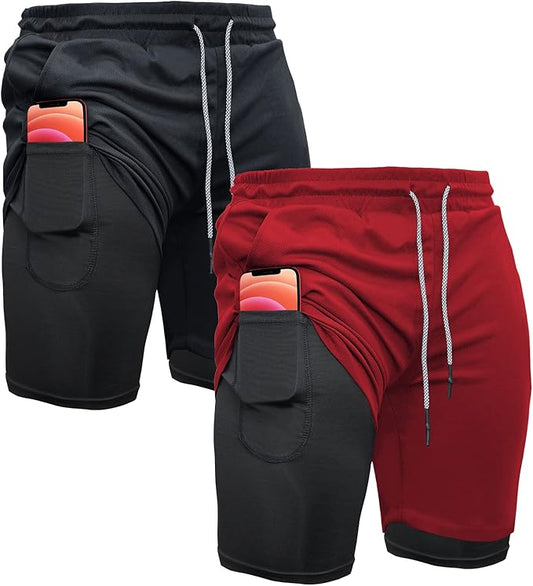 OEBLD Mens Athletic Shorts 2-in-1 Gym Workout Running 7'' Shorts with Towel Loop