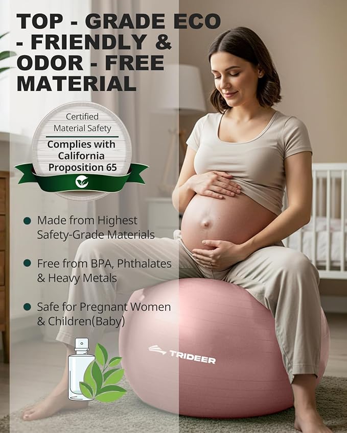 Trideer Yoga Ball – Anti-Burst Exercise Ball for Pregnancy, Office, Birthing, Stretching & Core Workout – Home Gym & Therapy-StrideForce Fitness