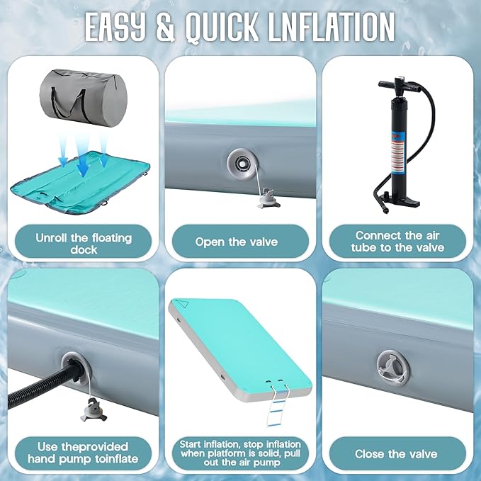 Specraft Inflatable Floating Dock, Non-Slip Air Dock Platform loating Island Raft with Rope Ladder for Pool Lake Beach Ocean-StrideForce Fitness