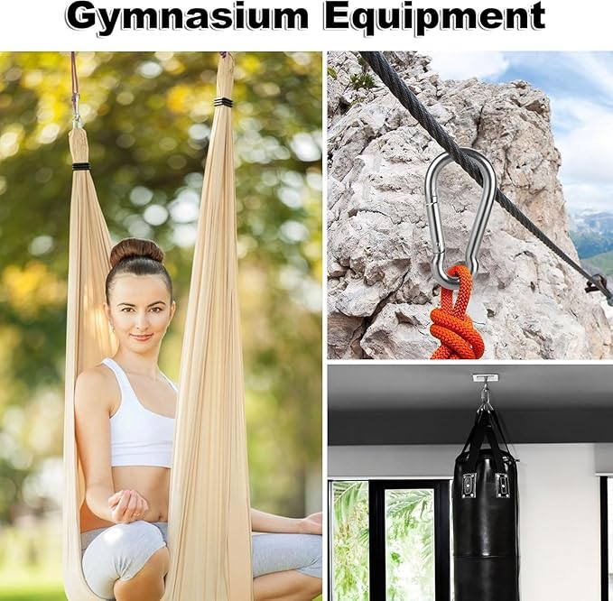 Spring Snap Hooks M5 M6 M8 M10 Carabiner Heavy Duty Carabiner Clips Galvanized Steel Quick Links Caribiniers Hammocks Hooks for Camping Hiking Outdoor Swing Pet Leash Gym-StrideForce Fitness