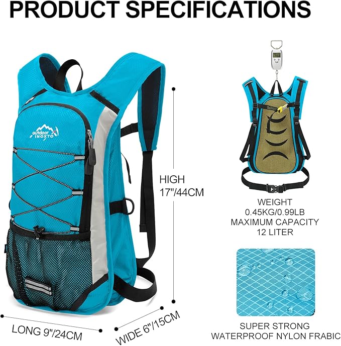 Hydration Pack Backpack, Lightweight Water Backpack with 2L Leakproof Hydration Bladder Daypack for Men Women,Running Hydration Vest for Outdoor Trail-StrideForce Fitness