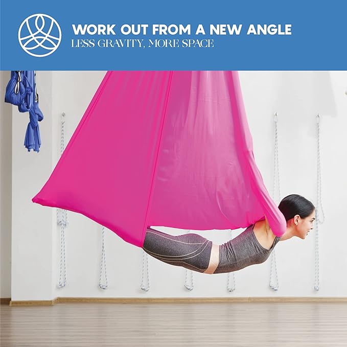 Aerial Silk Yoga Hammock & Swing for Home, Inversion Exercises, Starter Kit for All Levels - Durable with Extension Straps, Carabiners, and Pose Guide-StrideForce Fitness