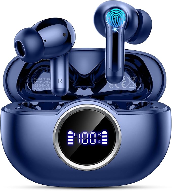 Wireless Earbuds, 2025 Bluetooth 5.4 Headphone 3D Stereo Bass Ear Bud, 4 ENC Noise Cancelling Mic, 40+Hrs USB-C in-Ear Earphone, IP-X7 Waterproof Headset Sport Workout Gym for Laptop Pad Android iOS-StrideForce Fitness