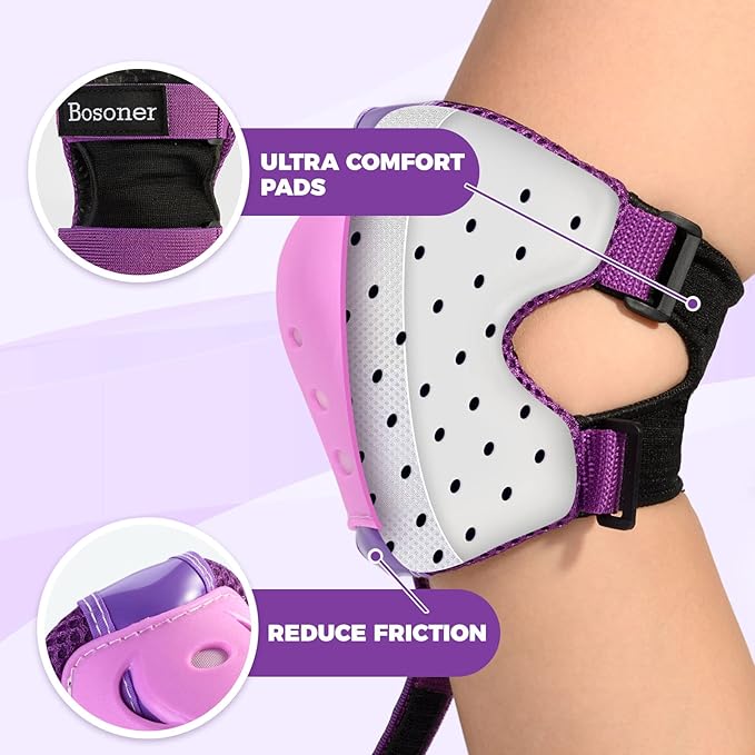 BOSONER Kids/Youth Knee Pad Elbow Pads Guards Protective Gear Set for Roller Skates Cycling BMX Bike Skateboard Inline Skatings Scooter Riding Sports-StrideForce Fitness