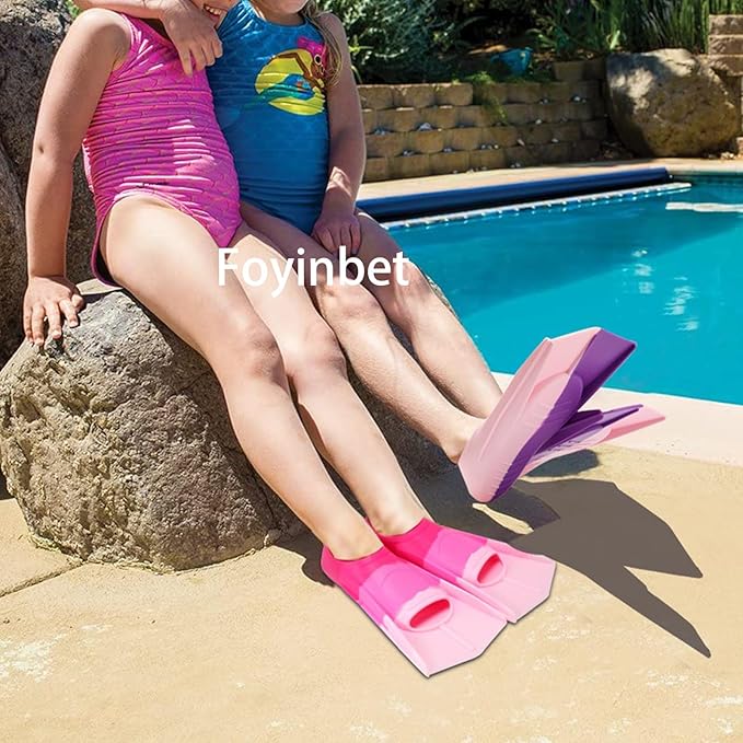 Kids Swim Fins,Short Kids Fins Youth Swimming Flippers for Lap Swimming Training for Children Girls Boys Beginners-StrideForce Fitness
