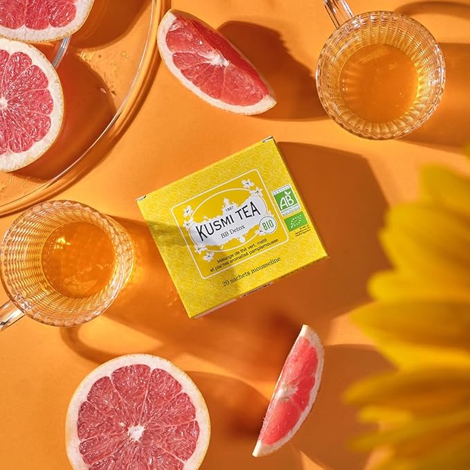 Kusmi Tea - BB Detox + Detox - Iconic Detox Tea - Organic Tea - Blend of Green Tea, Mate & Fruits - Organic Flavored Yerba Mate Tea - Pack of 2 Boxes of Tea Bags - 2x20 Tea Bags-StrideForce Fitness