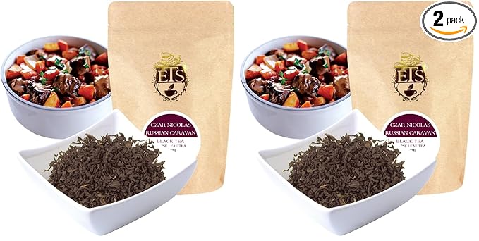 English Tea Store Loose Leaf, Czar Nicolas Russian Caravan Tea Pouches, 4 Ounce (Pack of 2)-StrideForce Fitness