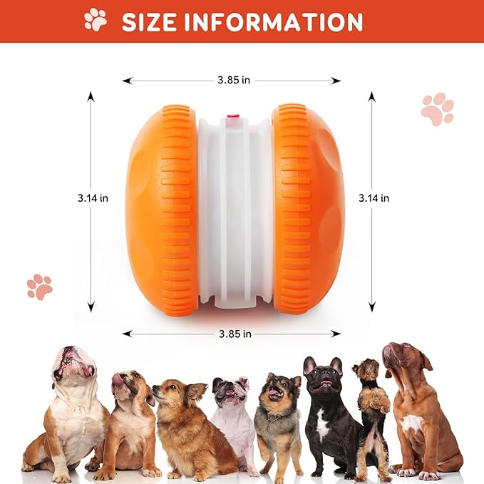 Interactive Dog Toys, Random Path Electric Automatic Moving and Rolling Dogs Toy with Rope for Small Medium Large Dogs, Motion-Activated Dog Stimulation Toy for Boredom Relief (Orange)-StrideForce Fitness