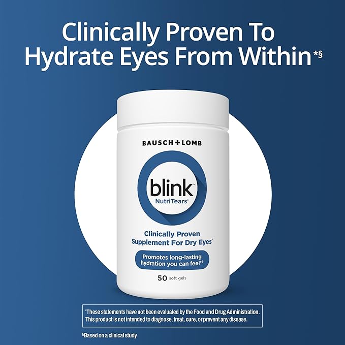 BLINK NutriTears Clinically Proven Supplement for Dry Eyes, 50 Softgels, Eye Care Supplement to Hydrate Eyes from Within for Long Lasting Relief You Can Feel-StrideForce Fitness